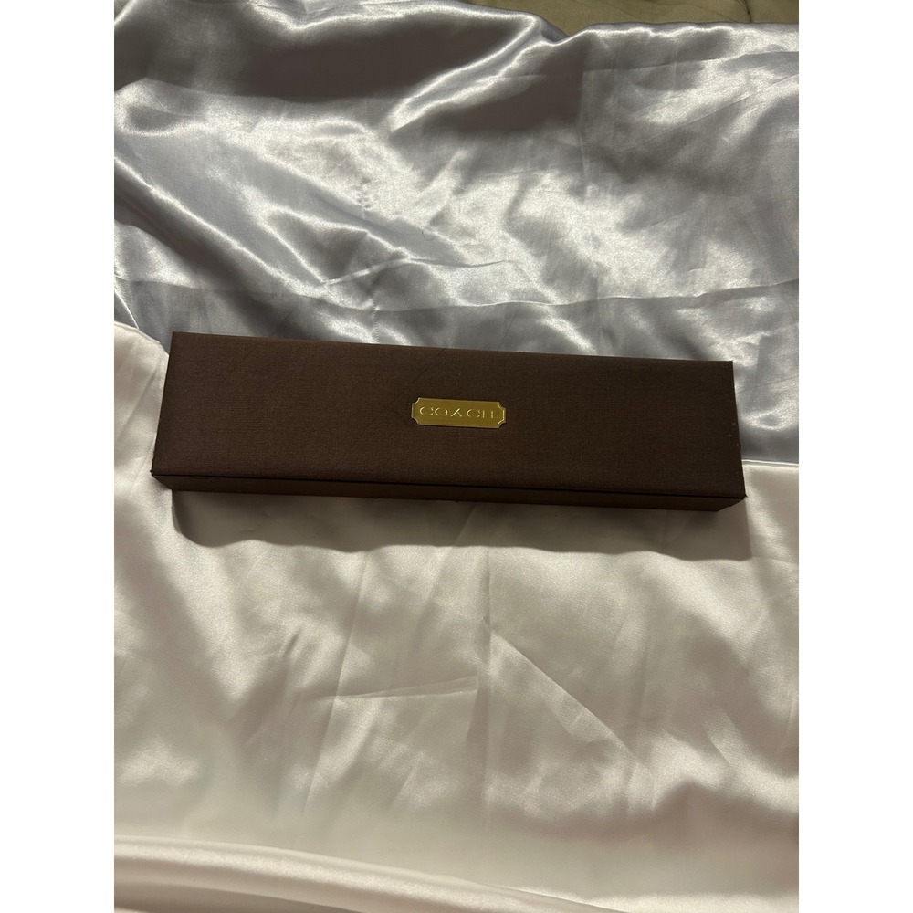 Coach Vintage Brown Jewelry Presentation Box Gold Logo Plaque Necklace Case